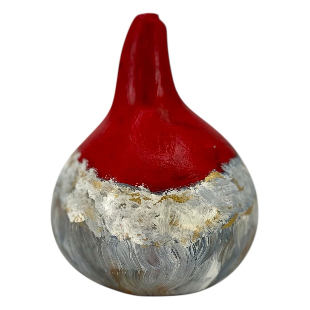 Vintage Hand Painted Santa Gourd Folk Art Signed Primitive Christmas Decor - Picture 6 of 9
